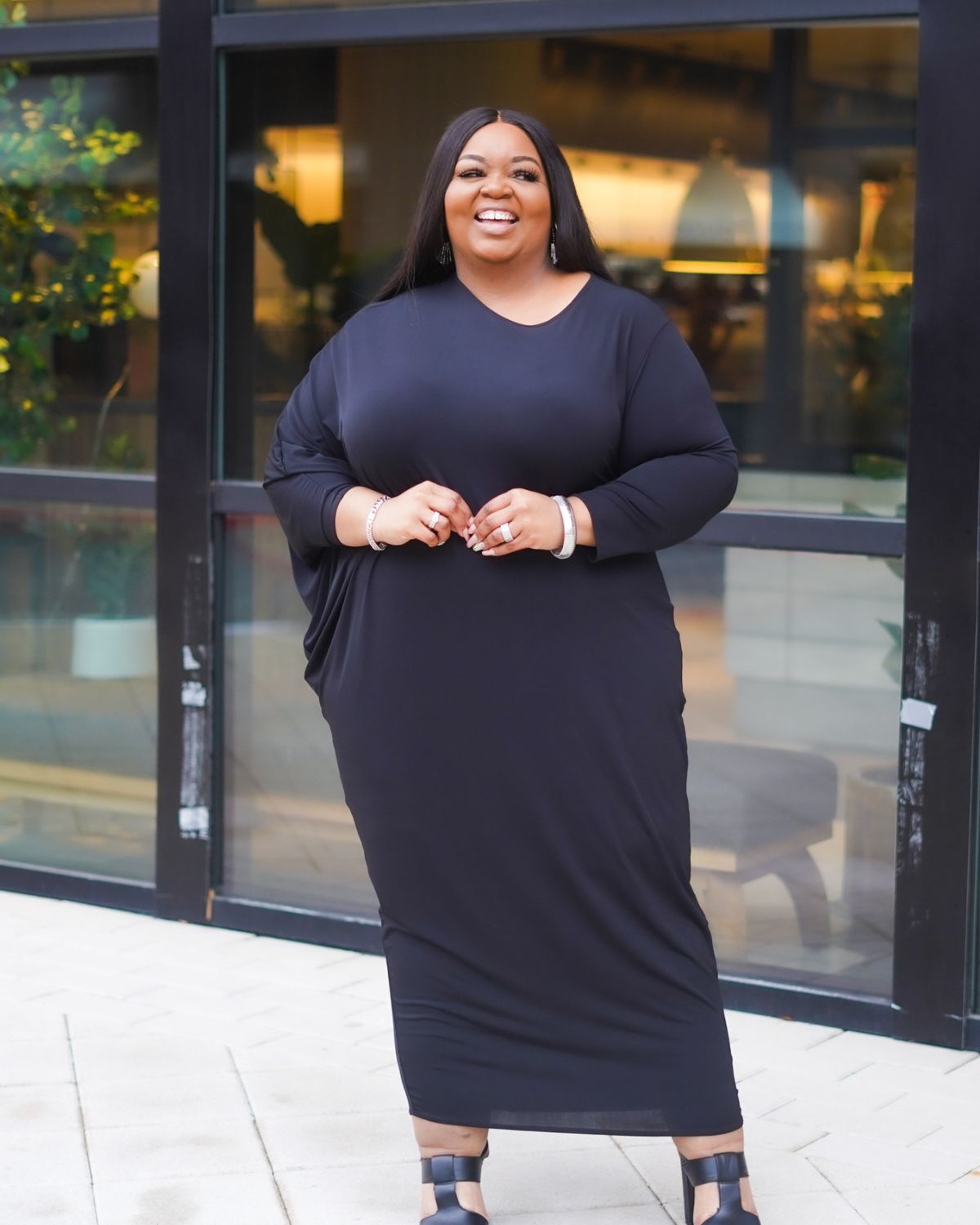 Toni Plus Size Long Sleeve Black Dress
