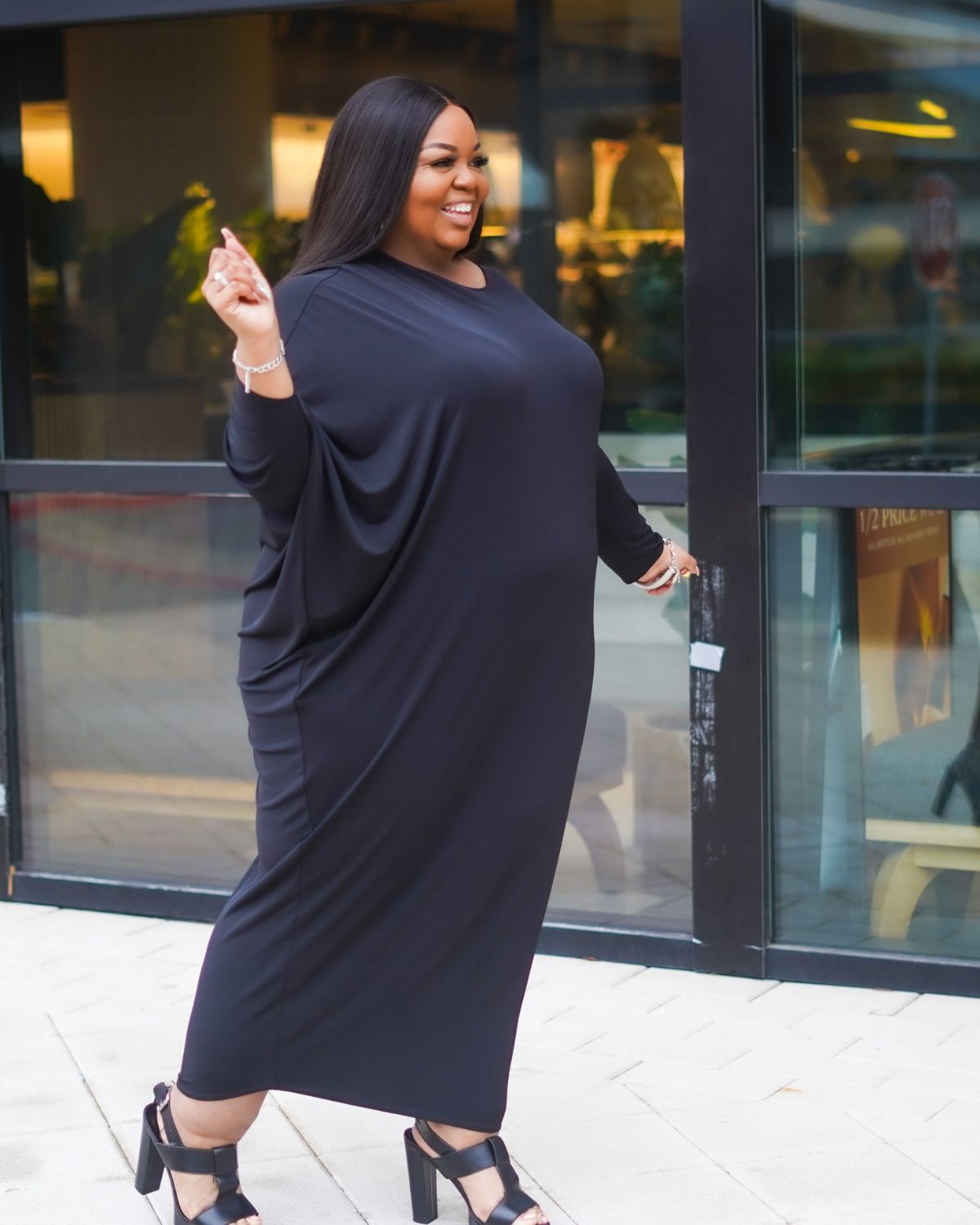 Toni Plus Size Long Sleeve Black Dress