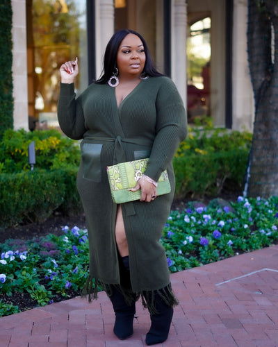 Valencia Women's Plus Size Cardigan With Pockets Green