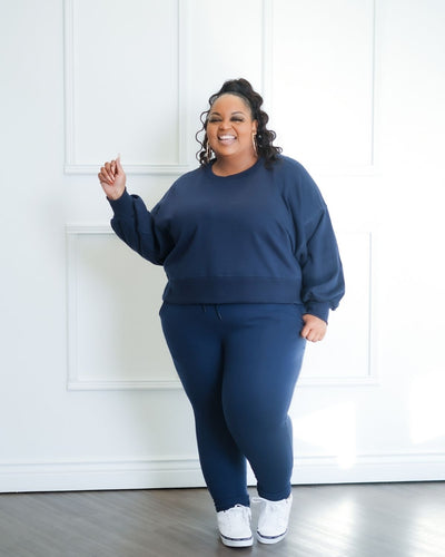 Women's Plus Skyler Jogger Set With Pockets  -Navy